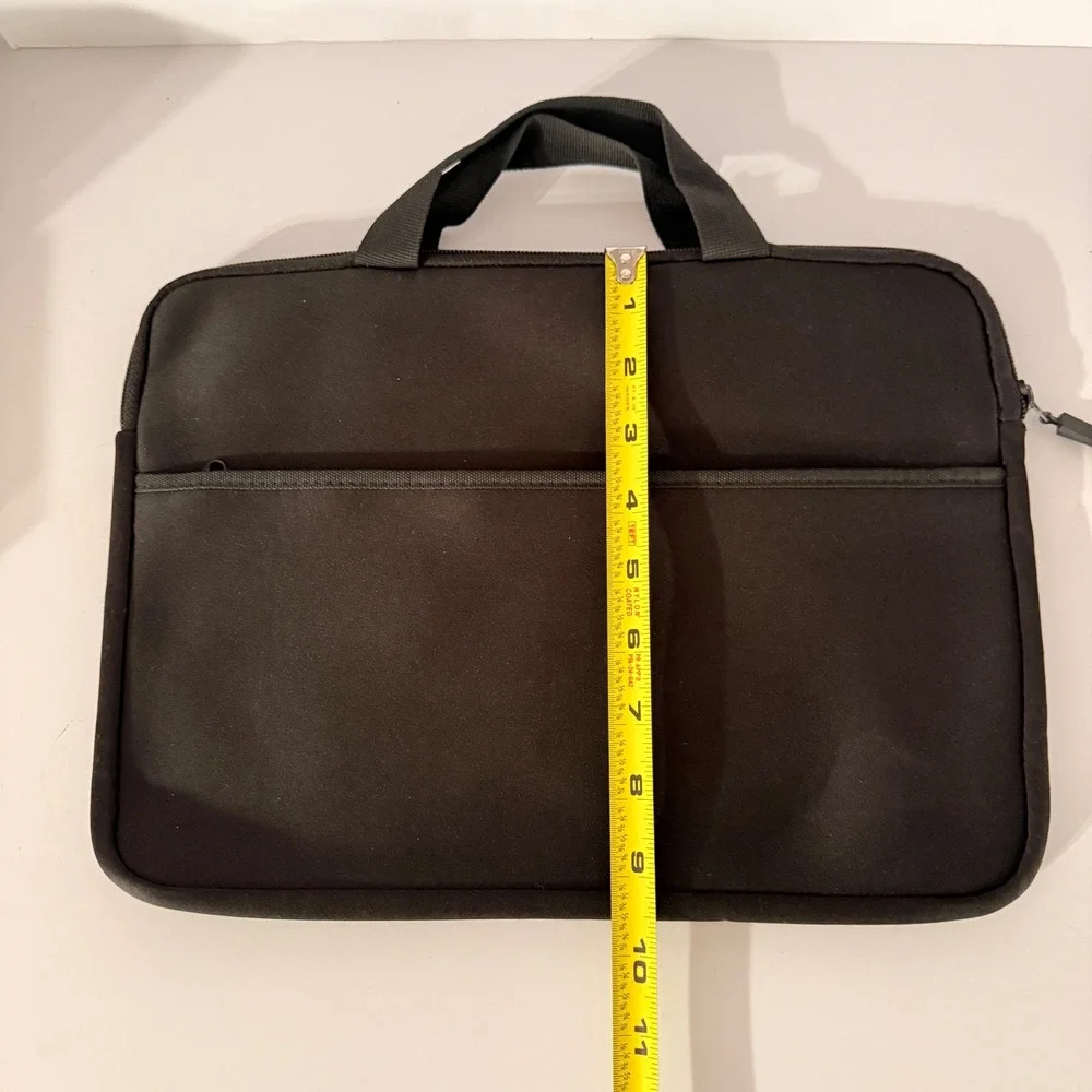 Black Neoprene Laptop Sleeve Case Padded Bag with Handles 14 inch Tech Bag